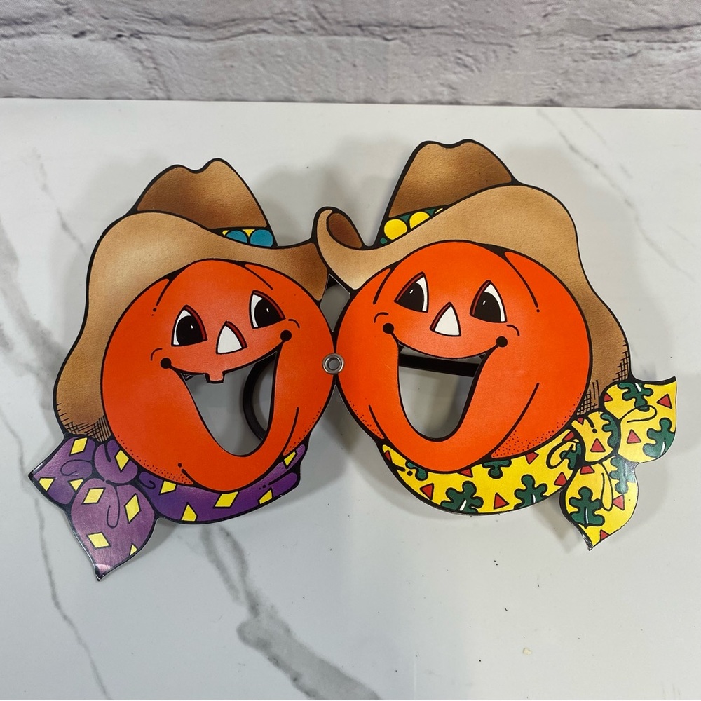 Vintage Halloween PUMPKIN ON A STICK - SPOOKY SPECKS Mask Glasses Daisy Kingdom